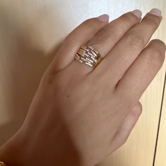 Anthropologie Spiral Gold Crystal Ring - Picture 14 of 14